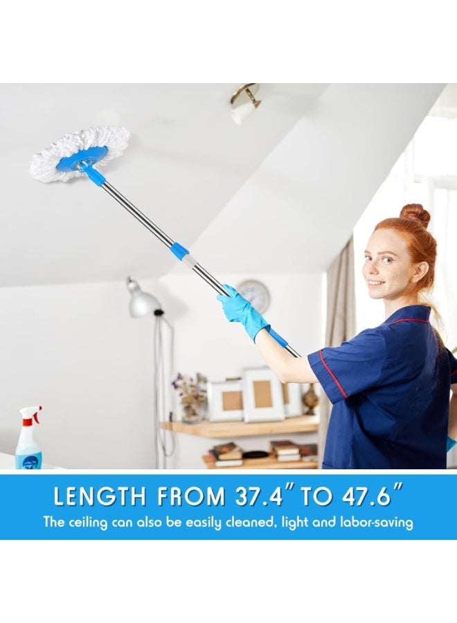 Rotating Spin Mop for Home Use – Microfiber Mop Head with Stainless Steel Adjustable Handle – Washable, Reusable, Flexible Base for Tight Corners, Furniture, Kitchens, Bathrooms & Living Rooms - Image 3